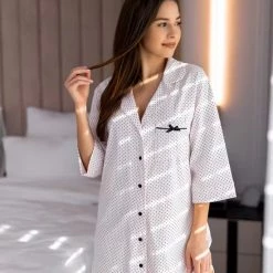 Goedkoop 😉 Pyjama 👚 Shirt Dames Van Sensis. Superzacht Katoenen Pyjamashirt. Maat M ❤️ -Pyjama-s-dames Winkel 550x824 43