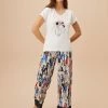 Groothandel 😉 Merkloos Suwen- Dames Pyjama Set Homewear -Satijn - Zwart Print Maat M 😍 -Pyjama-s-dames Winkel 550x825 166