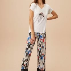 Groothandel 😉 Merkloos Suwen- Dames Pyjama Set Homewear -Satijn - Zwart Print Maat M 😍 -Pyjama-s-dames Winkel 550x825 169