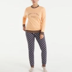 Beste Verkoop 🔔 Promise - Pyjama Set Peach - Maat S - Blauw Oranje - Dames 🧨