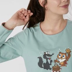 Uitgang ✔️ Woody Slaapkleed Meisjes/dames - Grijsblauw - Uil - 222-1-BDR-S/806 - Maat XXL 👍 -Pyjama-s-dames Winkel 550x825 18