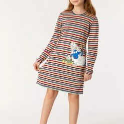 Nieuw 🥰 Woody Slaapkleed Meisjes/dames - Multicolor Gestreept - Schaap - 222-1-POL-S/921 - Maat S 🥰 -Pyjama-s-dames Winkel 550x825 226