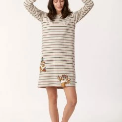 Goedkoopste ๐ฏ Woody Slaapkleed Meisjes/dames - Multicolor Gestreept - Uil - 222-1-POL-S/931 - Maat S ๐