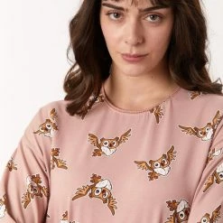 Goedkoop 👏 Woody Slaapkleed Meisjes/dames - Oudroze Met Uil All-over Print - Uil - 222-1-DZF-Z/932 - Maat L 🛒 -Pyjama-s-dames Winkel 550x825 32