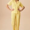 Top 10 ⌛ Merkloos Suwen- Viscose Pyjama Set Homewear -Satijn Geel Maat L 😀 -Pyjama-s-dames Winkel 550x825 35