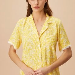 Top 10 ⌛ Merkloos Suwen- Viscose Pyjama Set Homewear -Satijn Geel Maat L 😀 -Pyjama-s-dames Winkel 550x825 37